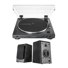 Audio-Technica AT-LP60XBT Bluetooth Turntable (Black) bundle with Speakers Pair