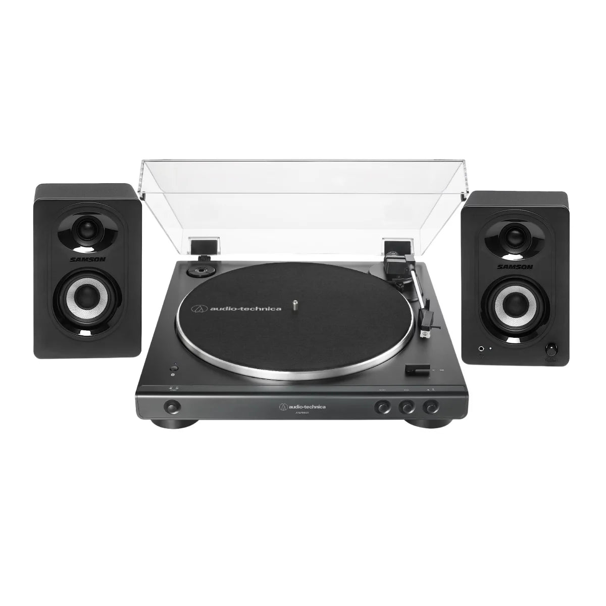Audio-Technica AT-LP60XBT Bluetooth Turntable (Black) bundle with Speakers Pair